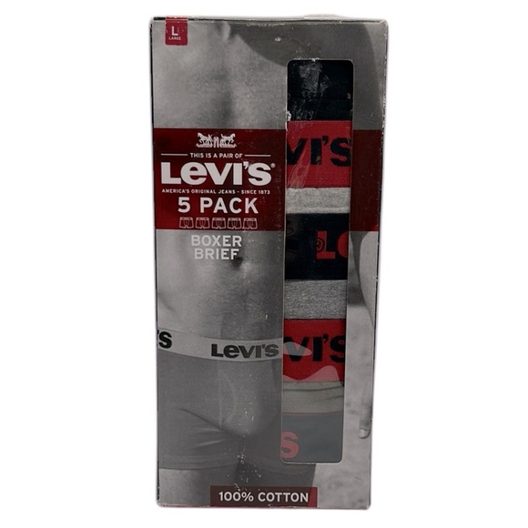 Levi's Men's Boxer Briefs 5-Pack Multicolors Size Large New in Box! - Picture 1 of 7